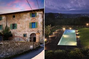 a building and a swimming pool in front of a building at Villa Gianotti by MMega in Lugnano