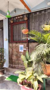 a room with plants in front of a door at The Rest Nest in Gorakhpur