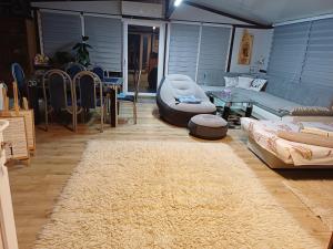 a living room with a couch and a rug at Krčma u Planini in Bojnik +52 photos