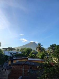 a view of a mountain from a city with buildings at Calm Stay in Badulla
