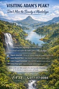 a flyer with a picture of a waterfall at Ora Living in Maskeliya +1 photo