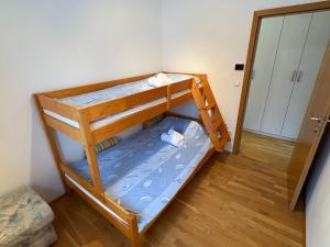 a bunk bed in a room with a mirror at Apartment Barbara with sauna in Gozd Martuljek +21 photos
