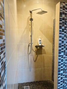 a bathroom with a shower with a shower head at 2 Bedroom Workers Apartment in Barrysbrook +15 photos