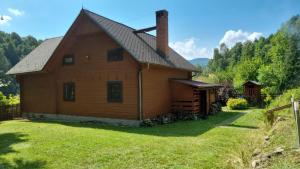 a large wooden house with a grass yard at Chata Górska Sowa, Cały Dom tylko dla Was in Podgórzyn