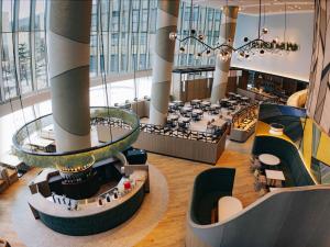 an overhead view of the lobby of a restaurant at Sapporo Prince Hotel in Sapporo