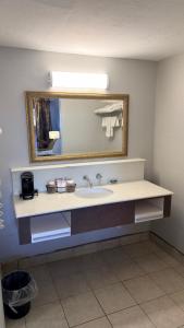 a bathroom with a sink and a mirror at Regency Inn in Chickasha
