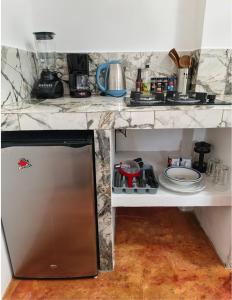 a kitchen with a counter top with a dishwasher at Casa Tamarindo in San Carlos +13 photos