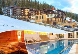 a resort with a swimming pool in the snow at Edelweiss Mountain Apartment - Stream Resort Spa & Pool, Pamporovo in Pamporovo