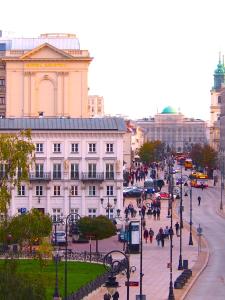 Widok na miasto Warszawa z tego apartamentu