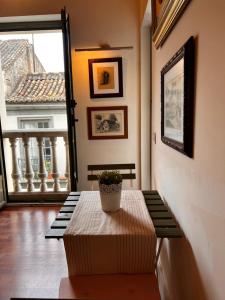 a room with a table with a plant on it at Beautiful Apartment Teatro Cervantes in Málaga
