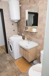 a bathroom with a washing machine and a sink at Apartments Josif in Gevgelija +35 photos
