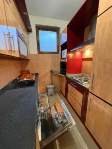 a kitchen with a sink and a counter top at Apartment OrMarić in Otočac