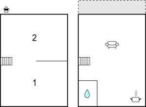two diagrams showing the different views of a building at Holiday Home Waldreihe Q in Ribnitz-Damgarten