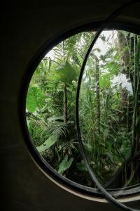 a round window with a view of a jungle at Utopia Concept Bali - Adults Only in Ubud