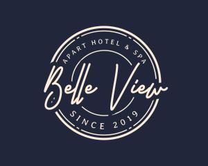 a sign for a hotel with a gold ring at Belle View Apart Hotel in Turda