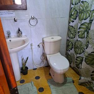 a bathroom with a toilet and a sink at Redwood inn homestay in Nuwara Eliya +46 photos