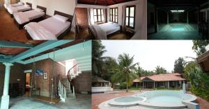 a collage of pictures of a house with a hot tub at Mandala Resort in Sondekoppa