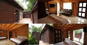 a collage of photos of a room with a house at Mandala Resort in Sondekoppa