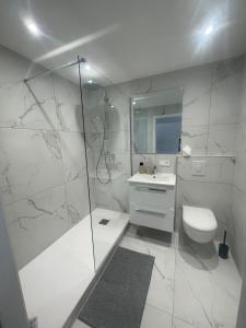 a bathroom with a shower and a toilet and a sink at - General L - in Obernai
