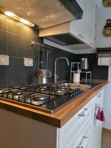 a kitchen with a stove and a sink at Hope Home Trentino in San Martino di Castrozza