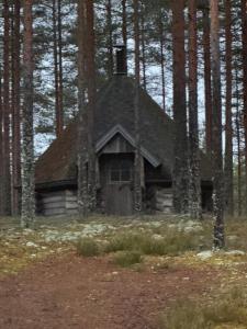an old cabin in the middle of a forest at Lepohetki in Loimaa