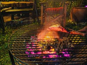 a grill with some meat on top of it at The Kimaru Cottage in Ngong