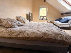 a bedroom with a large bed and a couch at Titi90 in Belfort