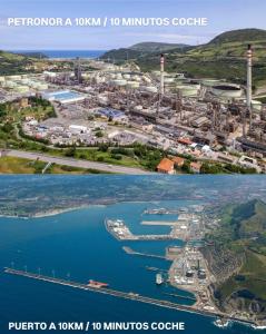 an aerial view of the port of minutosco at Compuerta Otañes in Otañes