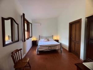 a bedroom with a bed and a chair and a mirror at Il Lentischio Casa1 in Nulvi