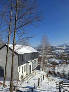 a house with a snow covered roof in the snow at Forest House Chalet Bran in Predeluţ +9 photos