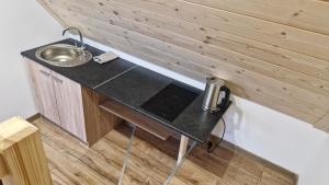 a tiny kitchen with a sink and a counter at Chochołowsko-Witowski Wypoczynek in Witów +36 photos