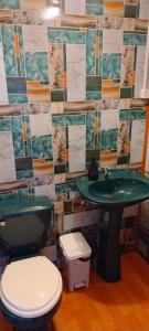 a bathroom with a toilet and a sink at Alojamiento Los Canelos in Ancud +8 photos