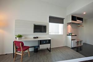 Kuchyň nebo kuchyňský kout v ubytování Hotel Arissa