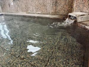 a pool of water with a fountain in a building at Saga City Hotel in Saga