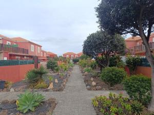 a walkway through a garden in a residential neighborhood at Alíseos in Costa de Antigua