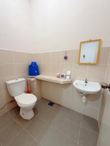 a bathroom with a toilet and a sink at EQAMEL Homestay 2 in Sandakan