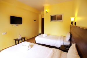 My Hotel Pvt Ltd tesisinde bir odada yatak veya yataklar