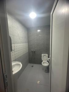 a bathroom with a toilet and a sink at Mini hotel falcon in Bakuriani