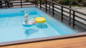 a toy bunny in a pool with an inflatable at Daecheon Ocean Forest Pension in Boryeong