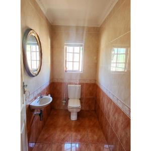 a bathroom with a toilet and a sink at Gorgeous Garden Villa 3 in Gillitts-Emberton +3 photos