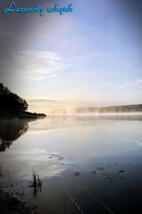 a body of water with fog on the water at Lazurowy Zakątek in Życiny