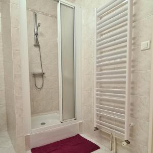 a shower with a glass door in a bathroom at Vintage House in Ambérieu-en-Bugey +23 photos