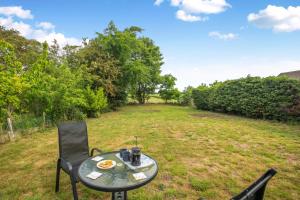 a table and a chair in a yard with a table and chairs at 2 Bed in Reedham oc-c31116 in Haddiscoe