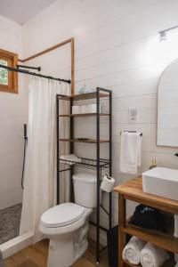 a bathroom with a toilet and a sink at La Casa Selva in Bocas Town +23 photos