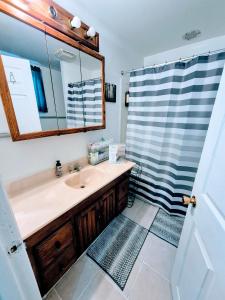 a bathroom with a sink and a shower at Humble Beginning 47P in Norwich +7 photos
