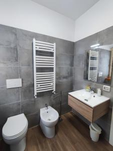 a bathroom with a toilet and a sink and a toilet at La Strada di Tiziano in Pieve di Cadore