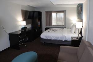 a hotel room with a bed and a desk at Sleep Inn Marion - Cedar Rapids in Cedar Rapids