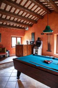 a pool table in the middle of a room at Mas els Terrats in Susqueda
