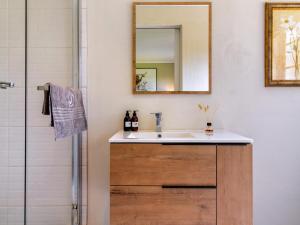 a bathroom with a sink and a mirror at The Horseshoe Guesthouse in Midrand