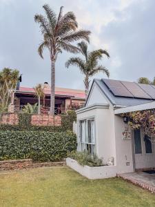 a white house with a palm tree in the yard at Winner in the Overberg in Bredasdorp +3 photos